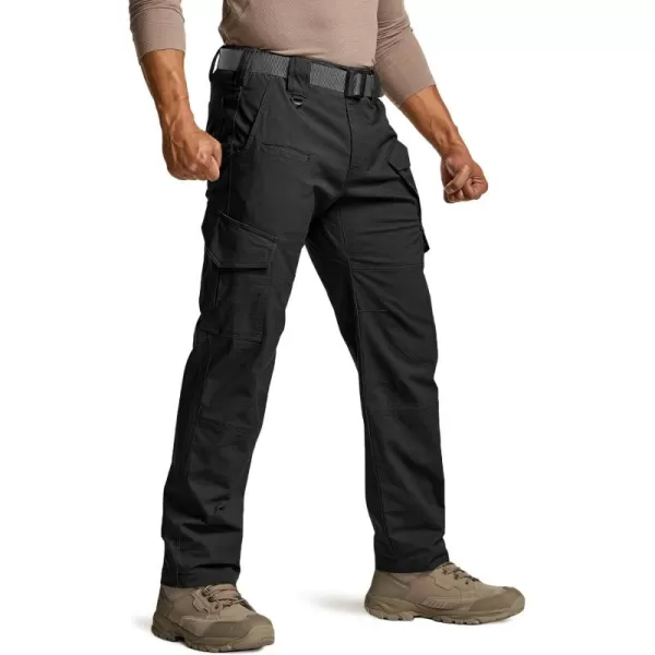 CQR Mens Flex Ripstop Tactical Pants Water Resistant Stretch Cargo Pants Lightweight EDC Hiking Work PantsDura Flex Mag Pocket Black