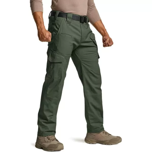 CQR Mens Flex Ripstop Tactical Pants Water Resistant Stretch Cargo Pants Lightweight EDC Hiking Work PantsDura Flex Mag Pocket Olive Green