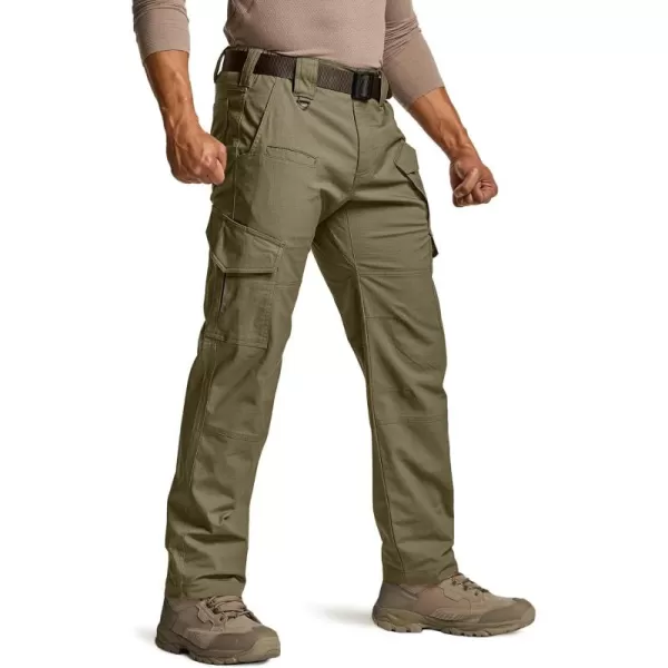 CQR Mens Flex Ripstop Tactical Pants Water Resistant Stretch Cargo Pants Lightweight EDC Hiking Work PantsDura Flex Mag Pocket Soil Green