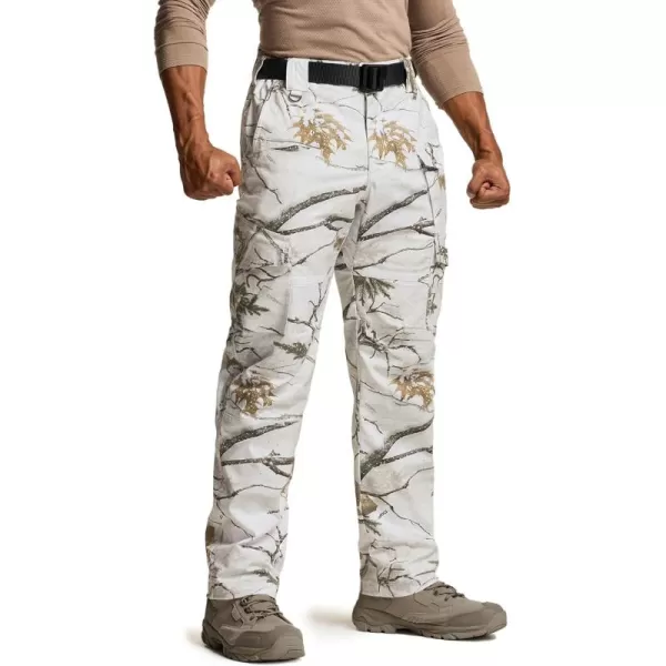 CQR Mens Flex Ripstop Tactical Pants Water Resistant Stretch Cargo Pants Lightweight EDC Hiking Work PantsPrint Dura Flex Mag Pocket Winter Hunting Camo