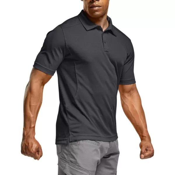 CQR Mens Polo Shirt Short Sleeve Tactical Shirts Dry Fit Lightweight Performance Golf Shirts Outdoor UPF 50 Pique ShirtFrost Essential Charcoal