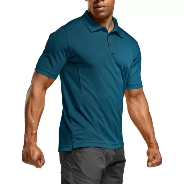 CQR Mens Polo Shirt Short Sleeve Tactical Shirts Dry Fit Lightweight Performance Golf Shirts Outdoor UPF 50 Pique ShirtFrost Essential Dark Teal