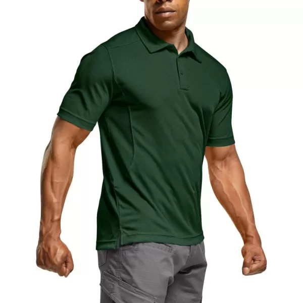 CQR Mens Polo Shirt Short Sleeve Tactical Shirts Dry Fit Lightweight Performance Golf Shirts Outdoor UPF 50 Pique ShirtFrost Essential Jade Green