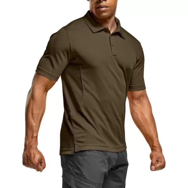 CQR Mens Polo Shirt Short Sleeve Tactical Shirts Dry Fit Lightweight Performance Golf Shirts Outdoor UPF 50 Pique ShirtFrost Essential Tundra