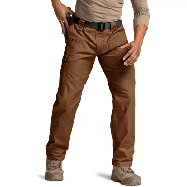 CQR Mens Tactical Pants Water Resistant Ripstop Cargo Pants Lightweight EDC Work Hiking Pants Outdoor ApparelDuratex Copper Brown