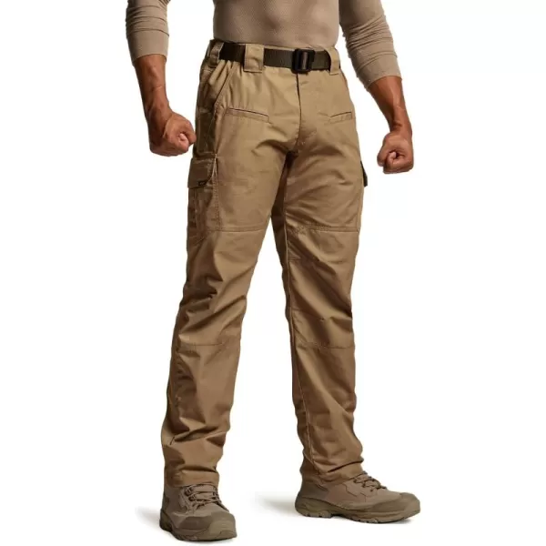 CQR Mens Tactical Pants Water Resistant Ripstop Cargo Pants Lightweight EDC Work Hiking Pants Outdoor ApparelRaider Coyote