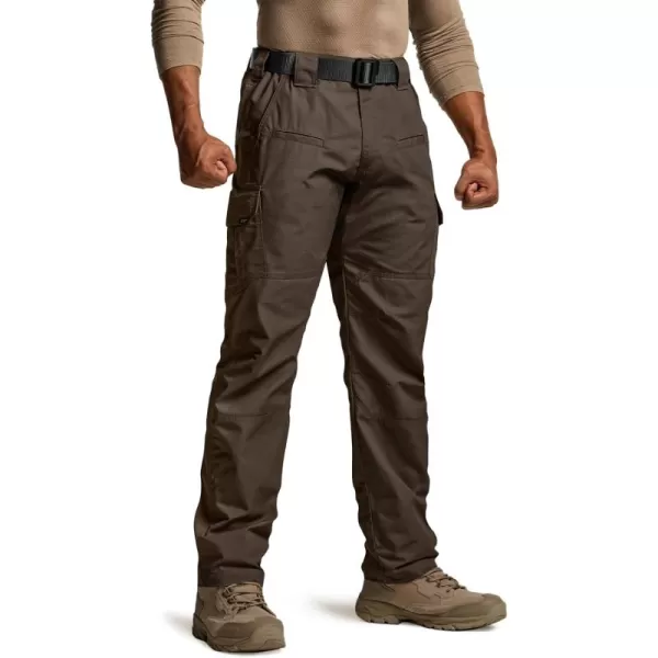 CQR Mens Tactical Pants Water Resistant Ripstop Cargo Pants Lightweight EDC Work Hiking Pants Outdoor ApparelRaider Dark Brown