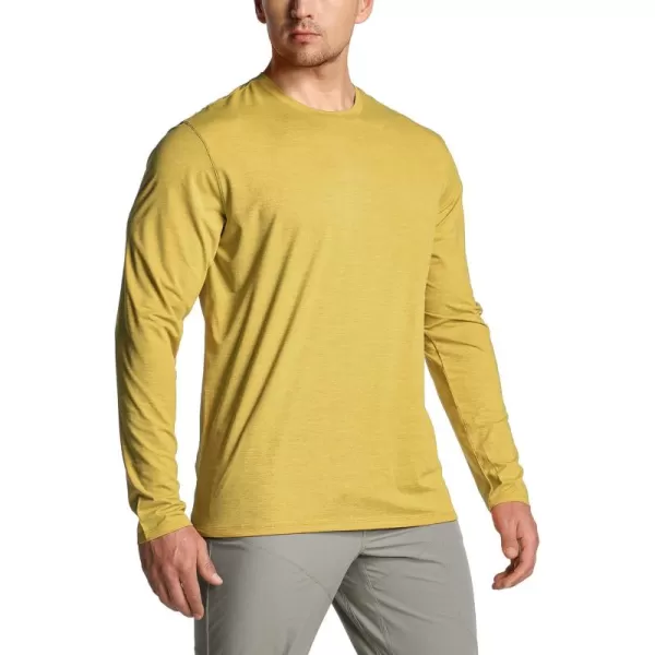 CQR Mens UPF50 Sun Protection Shirts Quick Dry Long Sleeve Rash Guard Athletic Running Workout Fishing Cooling ShirtsBasic Desert Yellow