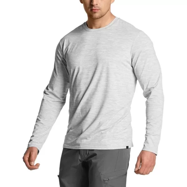 CQR Mens UPF50 Sun Protection Shirts Quick Dry Long Sleeve Rash Guard Athletic Running Workout Fishing Cooling ShirtsBasic Light Grey