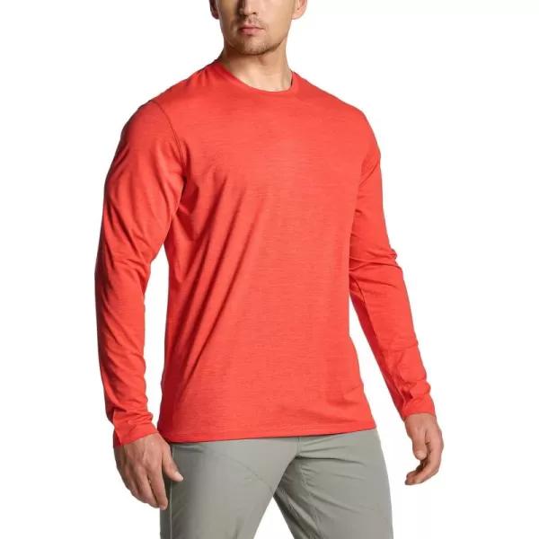 CQR Mens UPF50 Sun Protection Shirts Quick Dry Long Sleeve Rash Guard Athletic Running Workout Fishing Cooling ShirtsBasic Rescure Orange