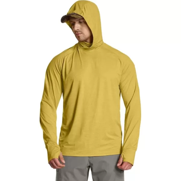 CQR Mens UPF50 Sun Protection Shirts Quick Dry Long Sleeve Rash Guard Athletic Running Workout Fishing Cooling ShirtsProtector Hoodie Desert Yellow