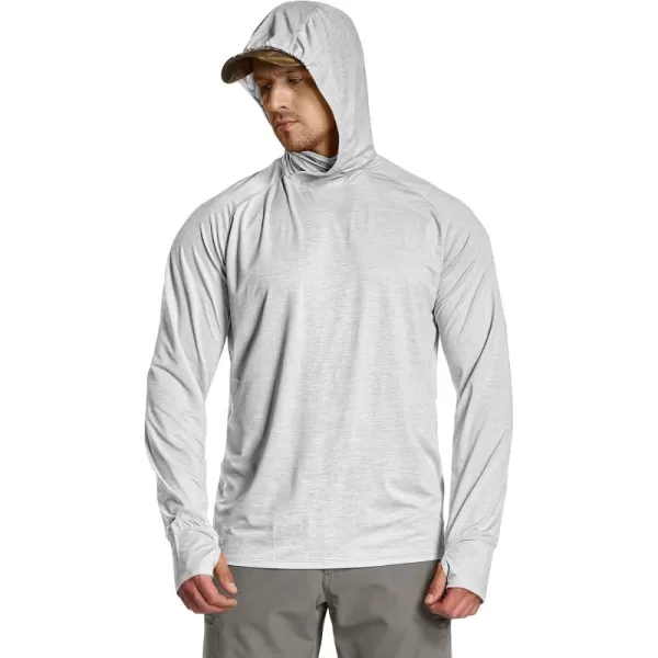 CQR Mens UPF50 Sun Protection Shirts Quick Dry Long Sleeve Rash Guard Athletic Running Workout Fishing Cooling ShirtsProtector Hoodie Light Grey