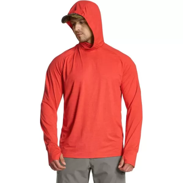 CQR Mens UPF50 Sun Protection Shirts Quick Dry Long Sleeve Rash Guard Athletic Running Workout Fishing Cooling ShirtsProtector Hoodie Rescure Orange