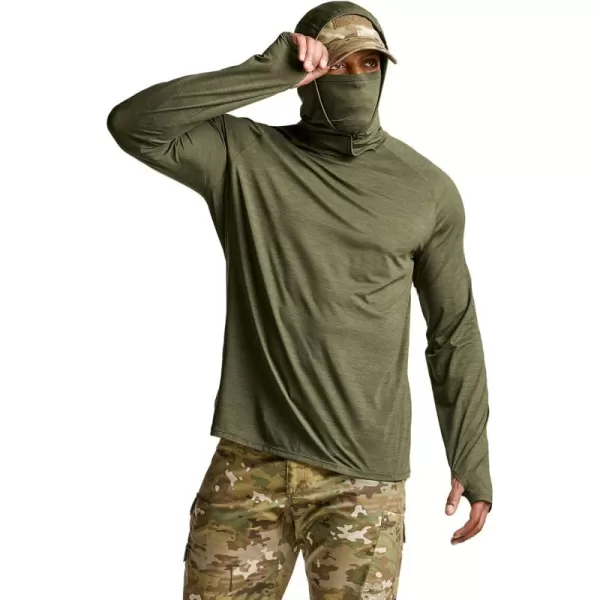 CQR Mens UPF50 Sun Protection Shirts Quick Dry Long Sleeve Rash Guard Athletic Running Workout Fishing Cooling ShirtsResponse Hoodie Soil Green