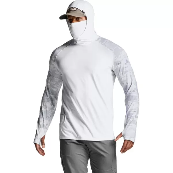 CQR Mens UPF50 Sun Protection Shirts Quick Dry Long Sleeve Rash Guard Athletic Running Workout Fishing Cooling ShirtsResponse Hoodie White  Arctic Camo