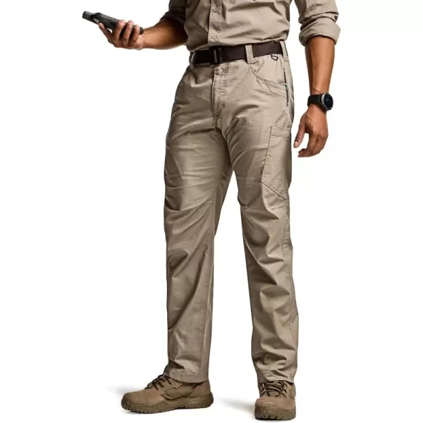 CQR Mens Utility Flex Cargo Pants ClassicFit Casual Stretch Work Pants Water Resistant Lightweight Tactical Hiking PantsCorsair Alamo Khaki