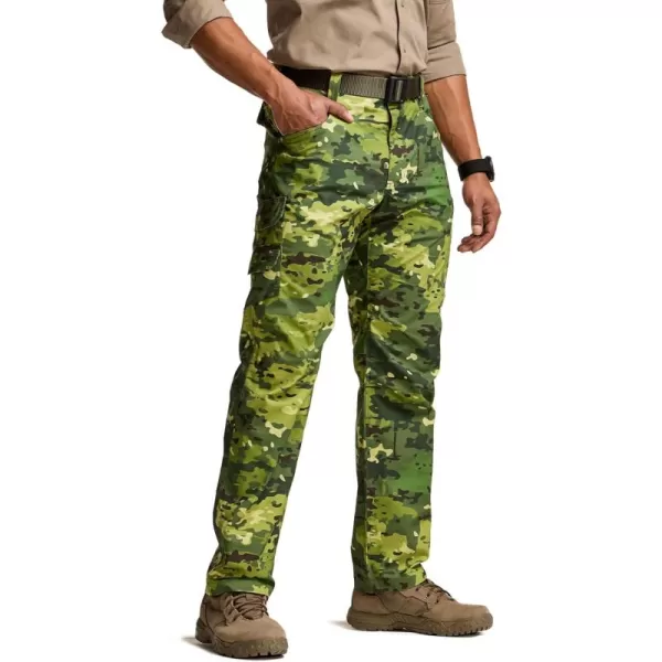 CQR Mens Utility Flex Cargo Pants ClassicFit Casual Stretch Work Pants Water Resistant Lightweight Tactical Hiking PantsCorsair Utility Camo Monsoon