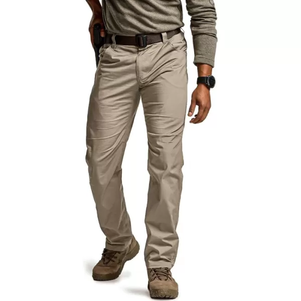 CQR Mens Utility Flex Cargo Pants ClassicFit Casual Stretch Work Pants Water Resistant Lightweight Tactical Hiking PantsNegotiator Alamo Khaki