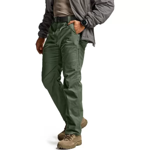 CQR Mens Utility Flex Cargo Pants ClassicFit Casual Stretch Work Pants Water Resistant Lightweight Tactical Hiking PantsSentinel Green Kelp