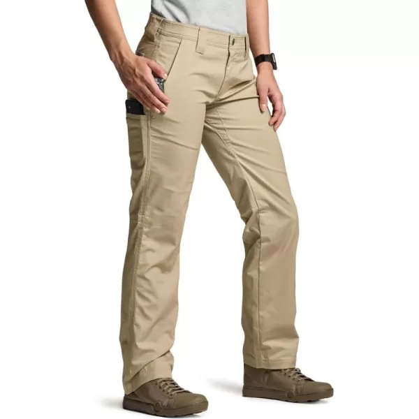 CQR Womens Flex Stretch Tactical Pants Outdoor Hiking Pants with Pockets Water Resistant Ripstop Work PantsSub Rosa Alamo Khaki