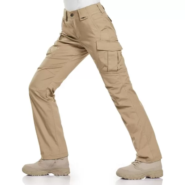 CQR Womens Flex Stretch Tactical Pants Water Resistant Ripstop Work Pants Outdoor Hiking Cargo Pants with PocketsFlexy Cargo Flap Khaki