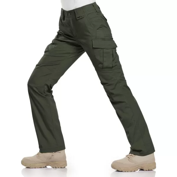 CQR Womens Flex Stretch Tactical Pants Water Resistant Ripstop Work Pants Outdoor Hiking Cargo Pants with PocketsFlexy Cargo Flap Olive Green