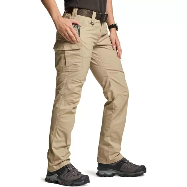 CQR Womens Flex Stretch Tactical Pants Water Resistant Ripstop Work Pants Outdoor Hiking Cargo Pants with PocketsVanguard Alamo Khaki