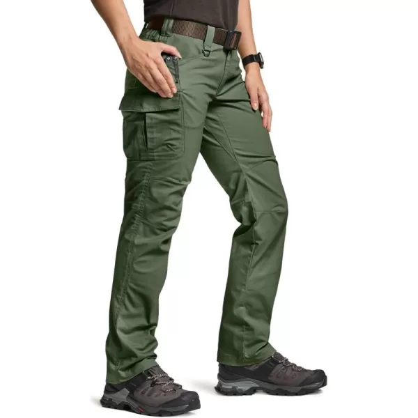 CQR Womens Flex Stretch Tactical Pants Water Resistant Ripstop Work Pants Outdoor Hiking Cargo Pants with PocketsVanguard Green Kelp