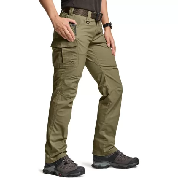 CQR Womens Flex Stretch Tactical Pants Water Resistant Ripstop Work Pants Outdoor Hiking Cargo Pants with PocketsVanguard Soil Green