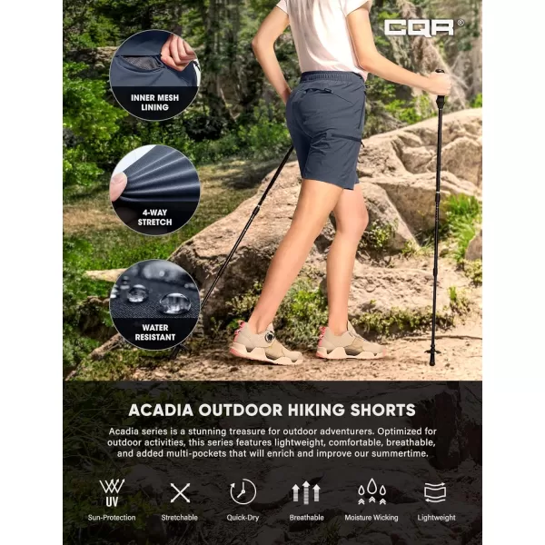 CQR Womens Acadia Hiking Cargo Shorts Lightweight Outdoor Athletic Shorts Summer Golf Shorts with Zipper PocketsAcadia Shorts Charcoal