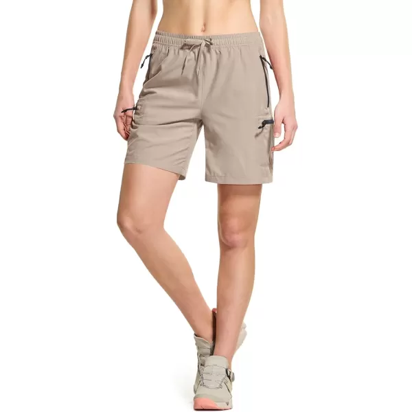 CQR Womens Acadia Hiking Cargo Shorts Lightweight Outdoor Athletic Shorts Summer Golf Shorts with Zipper PocketsAcadia Shorts Khaki