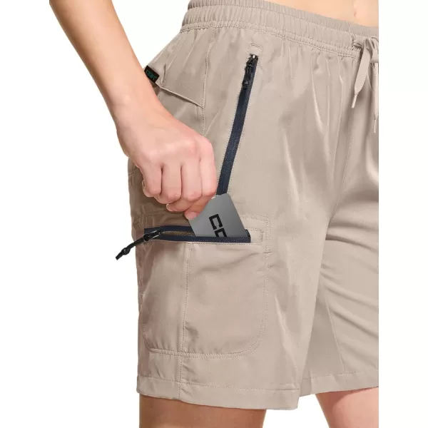 CQR Womens Acadia Hiking Cargo Shorts Lightweight Outdoor Athletic Shorts Summer Golf Shorts with Zipper PocketsAcadia Shorts Khaki