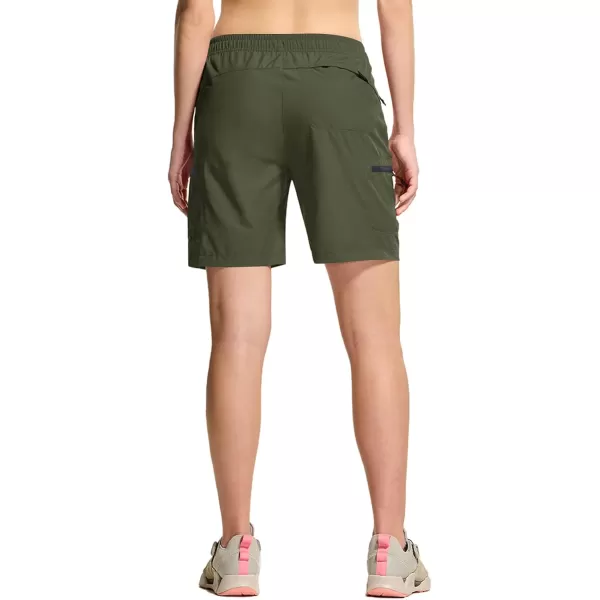 CQR Womens Acadia Hiking Cargo Shorts Lightweight Outdoor Athletic Shorts Summer Golf Shorts with Zipper PocketsAcadia Shorts Olive