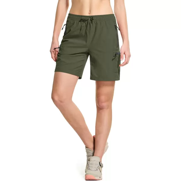 CQR Womens Acadia Hiking Cargo Shorts Lightweight Outdoor Athletic Shorts Summer Golf Shorts with Zipper PocketsAcadia Shorts Olive