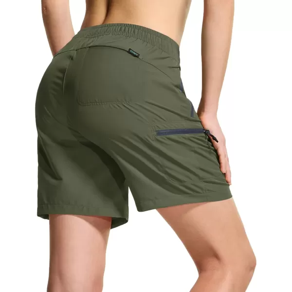 CQR Womens Acadia Hiking Cargo Shorts Lightweight Outdoor Athletic Shorts Summer Golf Shorts with Zipper PocketsAcadia Shorts Olive