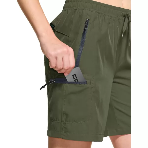 CQR Womens Acadia Hiking Cargo Shorts Lightweight Outdoor Athletic Shorts Summer Golf Shorts with Zipper PocketsAcadia Shorts Olive