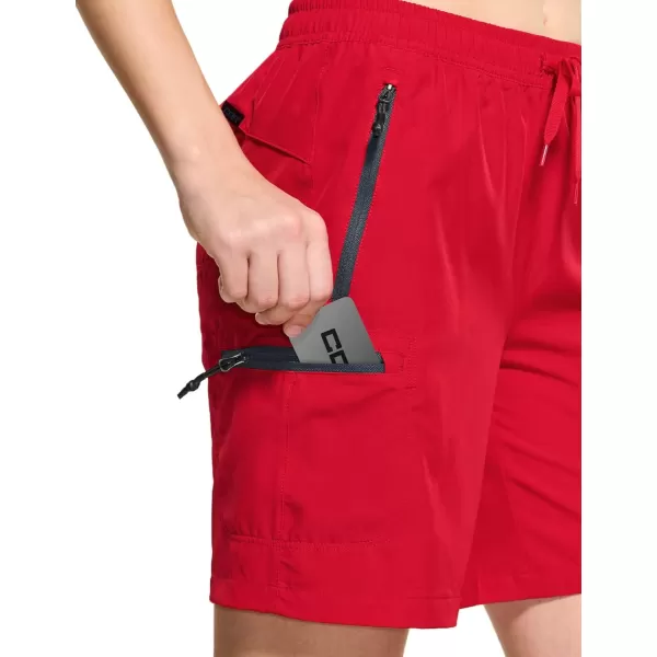 CQR Womens Acadia Hiking Cargo Shorts Lightweight Outdoor Athletic Shorts Summer Golf Shorts with Zipper PocketsAcadia Shorts Red