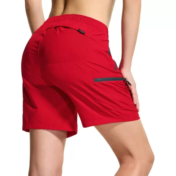 CQR Womens Acadia Hiking Cargo Shorts Lightweight Outdoor Athletic Shorts Summer Golf Shorts with Zipper PocketsAcadia Shorts Red