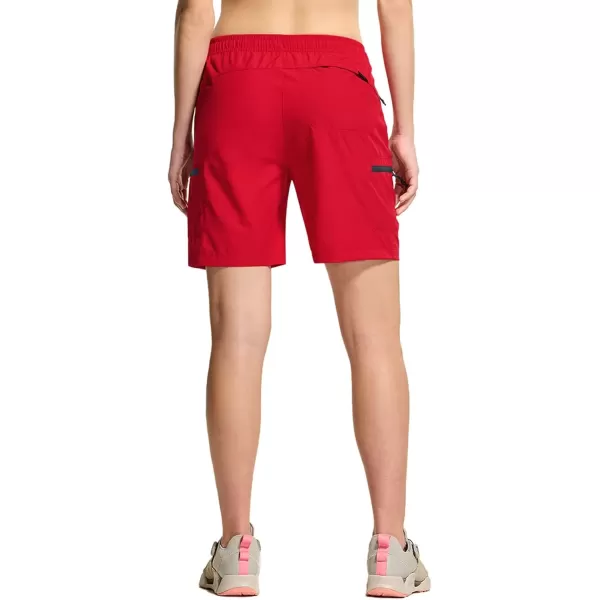 CQR Womens Acadia Hiking Cargo Shorts Lightweight Outdoor Athletic Shorts Summer Golf Shorts with Zipper PocketsAcadia Shorts Red