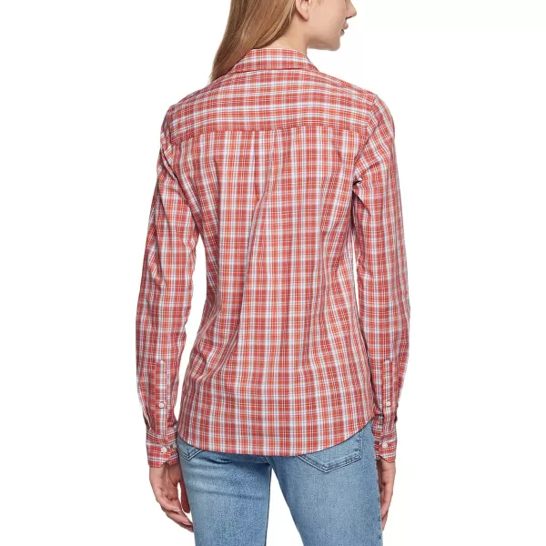 CQR Womens Classic Fit Button Up Shirts 100 Cotton Long Sleeve Casual Poplin ShirtPoplin Burnt Orange