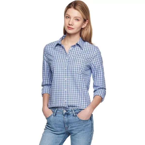 CQR Womens Classic Fit Button Up Shirts 100 Cotton Long Sleeve Casual Poplin ShirtPoplin Lake Blue