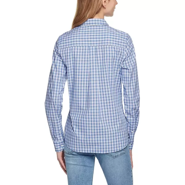 CQR Womens Classic Fit Button Up Shirts 100 Cotton Long Sleeve Casual Poplin ShirtPoplin Lake Blue