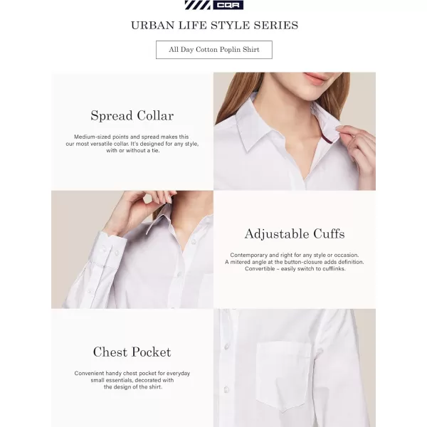 CQR Womens Classic Fit Button Up Shirts 100 Cotton Long Sleeve Casual Poplin ShirtPoplin White