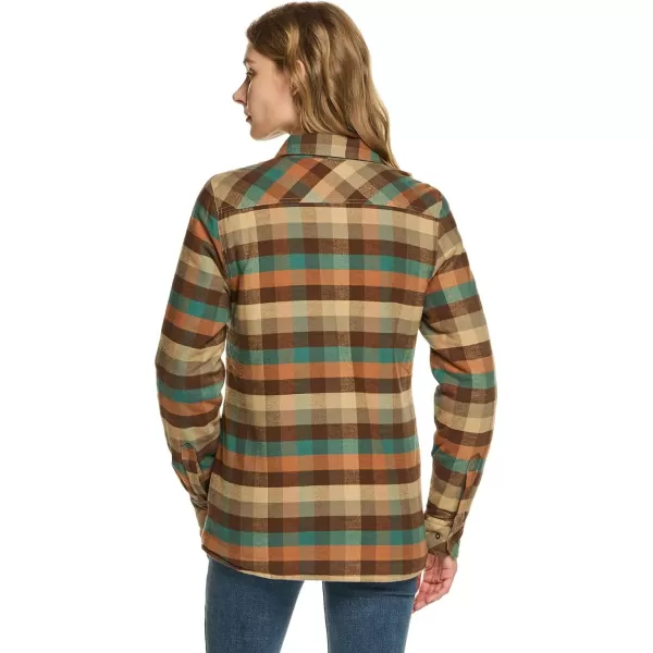 CQR Womens Flannel Shirt Jacket Sherpa Lined Plaid Shacket Jackets Slim Fit Outdoor Shirt with PocketsSherpa Lined Autumn Leaves