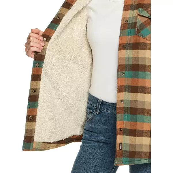 CQR Womens Flannel Shirt Jacket Sherpa Lined Plaid Shacket Jackets Slim Fit Outdoor Shirt with PocketsSherpa Lined Autumn Leaves