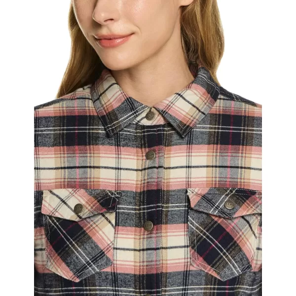 CQR Womens Flannel Shirt Jacket Sherpa Lined Plaid Shacket Jackets Slim Fit Outdoor Shirt with PocketsSherpa Lined Mineral Pink