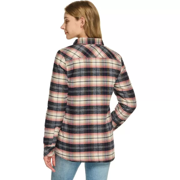 CQR Womens Flannel Shirt Jacket Sherpa Lined Plaid Shacket Jackets Slim Fit Outdoor Shirt with PocketsSherpa Lined Mineral Pink