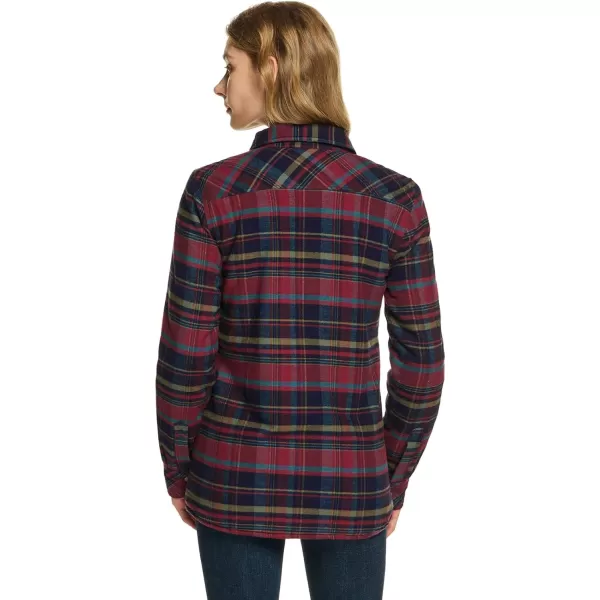 CQR Womens Flannel Shirt Jacket Sherpa Lined Plaid Shacket Jackets Slim Fit Outdoor Shirt with PocketsSherpa Lined Very Berry