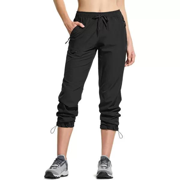 CQR Womens Hiking Outdoor Pants Lightweight Stretch Cargo Pants with Zipper Pockets Water Resistant Athletic PantsAcadia Pants Black