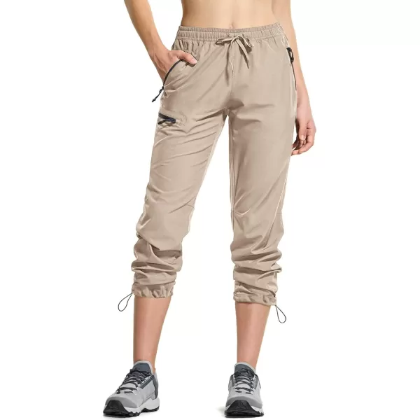 CQR Womens Hiking Outdoor Pants Lightweight Stretch Cargo Pants with Zipper Pockets Water Resistant Athletic PantsAcadia Pants Khaki